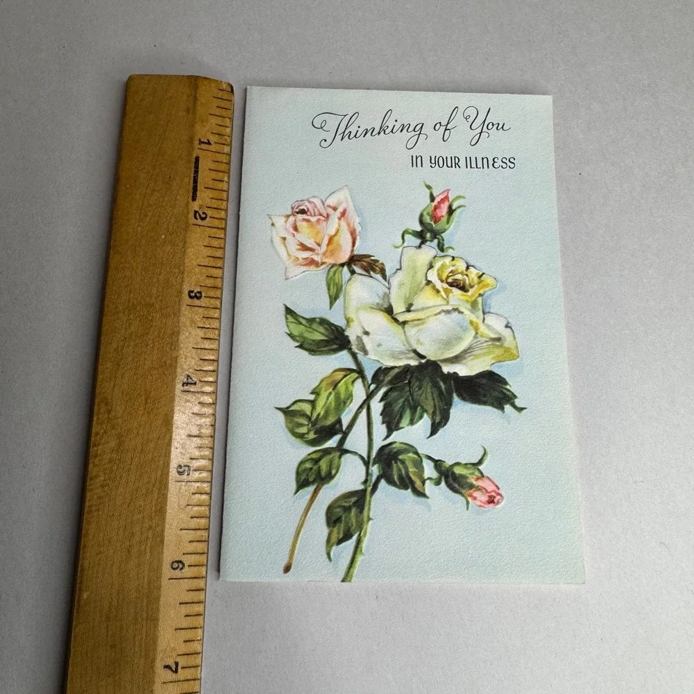 Vintage Sangamon Get Well Greeting Card Thinking of You Floral‎ Roses 5-1329 USA
